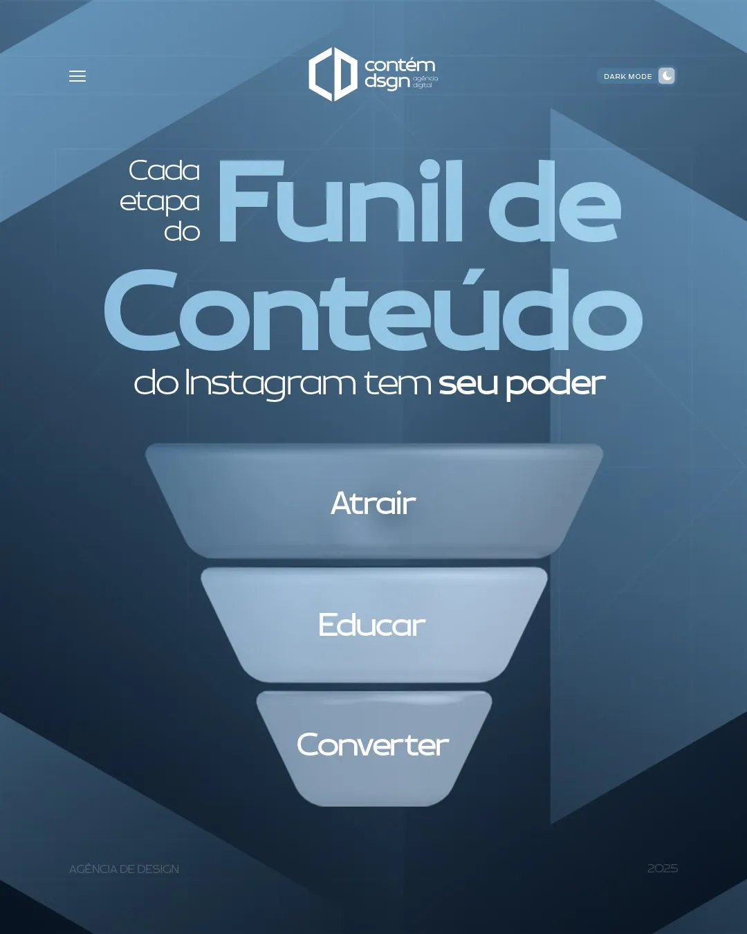 Post "Funil de conteúdo": atrair, educar e converter, criado pela Contém Design