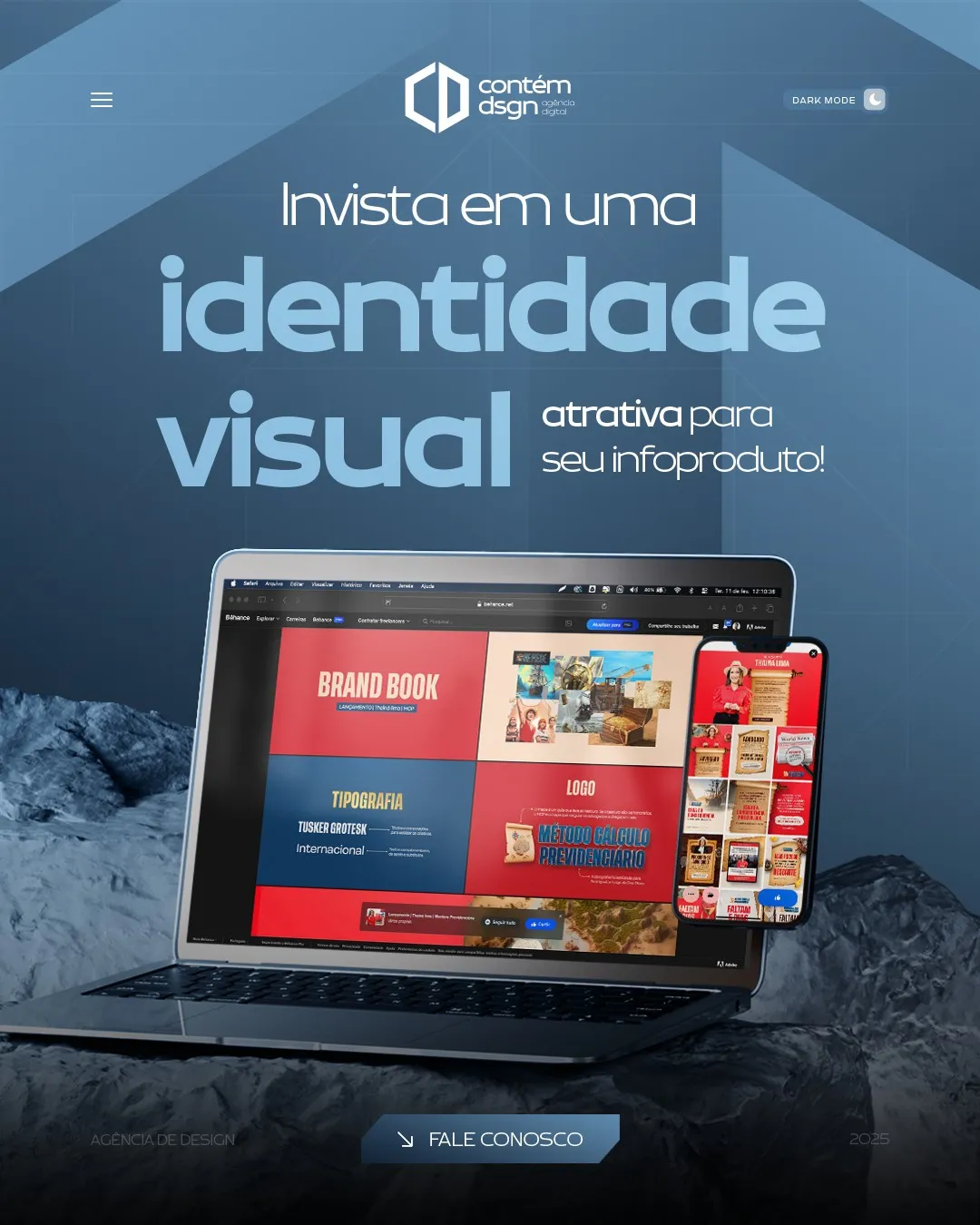 Post "Invista em uma identidade visual" com brand book, criado pela Contém Design
