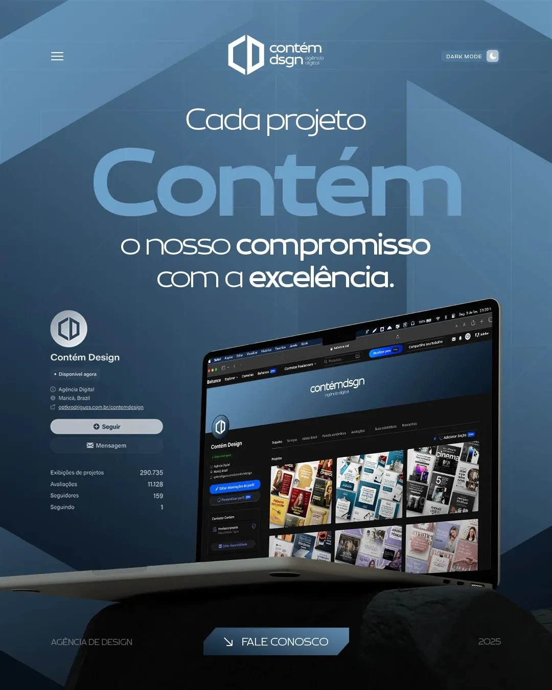 Post "Cada projeto Contém o nosso compromisso com a excelência", criado pela Contém Design
