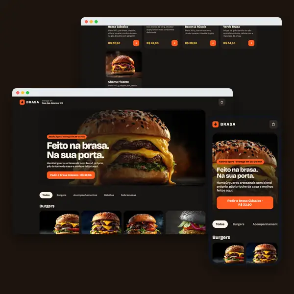 Brasa: app de pedidos para hamburgueria, desenvolvido pela Contém Design