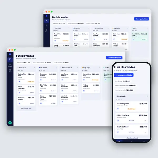 Rota: crm e funil de vendas, desenvolvido pela Contém Design
