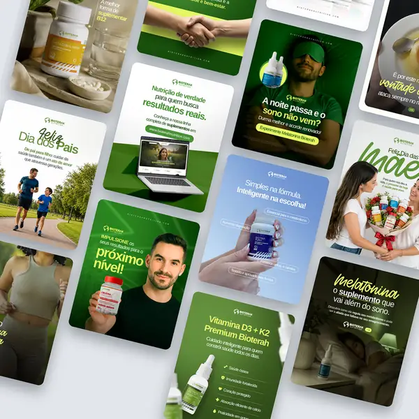 Bioterah: artes para redes sociais criado pela Contém Design