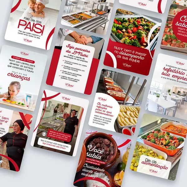 D'Nutri: artes para redes sociais criado pela Contém Design