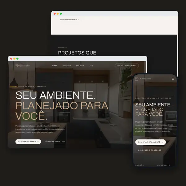 Efficiency Planejados: site criado pela Contém Design