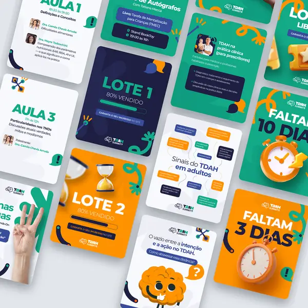 TDAH Summit: artes para redes sociais criado pela Contém Design
